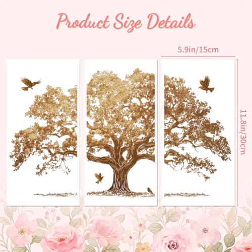 Peacoblue Gold Foil Tree Rub On Transfers for Furniture Craft 6"x12" - style: Gold Foil Tree