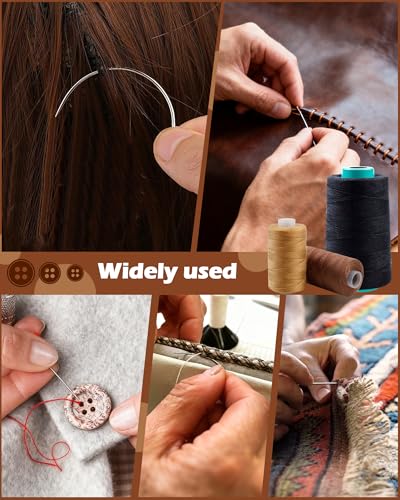 FIVEIZERO 900yd Black Sew in Hair Extension Thread and 30pcs T/C/J/I Needle - color: 900yd-black