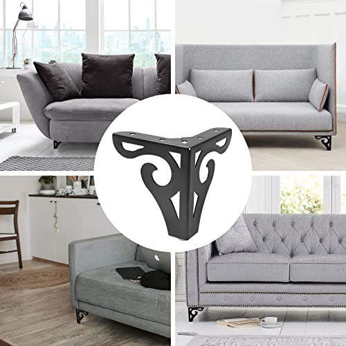 Bivethoi 3 Inch Furniture Legs, Black Metal, Set of 4 - size: 3 Inch / 8cm