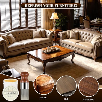LUXGROVE® Wood & Leather Furniture Repair Salve, Conditioning Balm for Couches, Car Seats, Tables, Cabinets, Doors, Shoes, Purses, Boots & Saddles, Helps Revive Dry, Dull & Scuffed Surfaces, 4oz - size: 4 Ounce (Pack of 1)