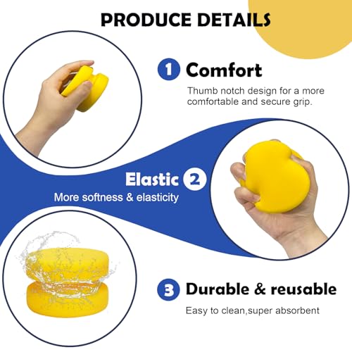 WAFJAMF 2PCS 3.1 Inch Round Paint Sponge Applicator Double-Side Art Yellow - color: Yellow-2 Pcs, size: 2