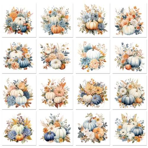 Fall Rub on Transfers for Crafts Vintage Pumpkin Stickers for Furniture - style: Pumpkin Floral