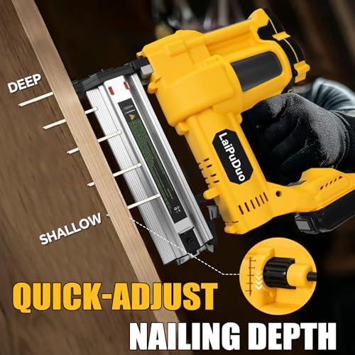 Cordless Brad Nailer Compatible with Dewalt 20V Battery, RexLeLXB 2-in-1 Pneumatic Staple Gun Nail Gun with 800 Nails, 18GA Staple Gun for Wood Working, Framing, Furniture & Upholstery Projects
