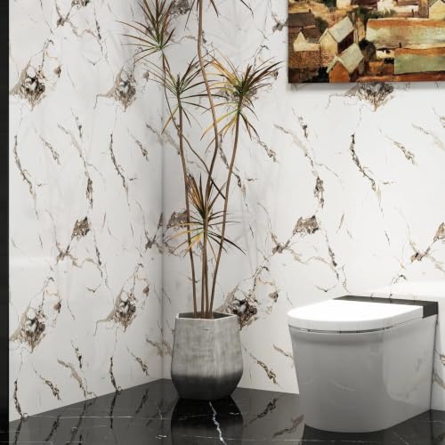 CAX Peel and Stick Wallpaper White Gold Marble Contact Paper for Countertop - color: Black/White, size: 15.7" x 78"
