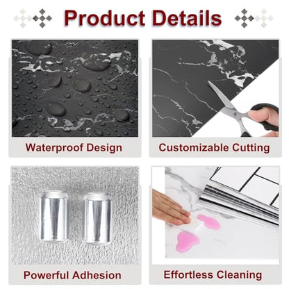 HARFINGTON 15pcs Peel and Stick Marble Tiles, Waterproof Wall Panel Backsplash, 12"x12" PVC Peel and Stick Shower Tiles for Bathroom, Kitchen, Living, White Crystal Dragon Design - style: White Crystal Dragon