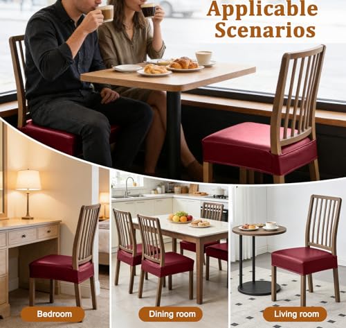 Dioxide Chair Covers,Kitchen Chair Seat Covers for Dining Room,Red,Set of 4 - color: Model B - Burgundy, size: set of 4