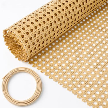 Fiwochic 20''x 6.56 ft Cane Webbing Kit, Rattan Webbing Roll with 1/5" x 16.4ft Groove, Chair Caning Repair Material for Furniture, Cabinets & DIY Basket Making - size: 20 Inch