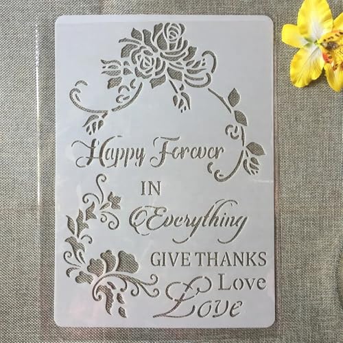 TIAMECH A4 Reusable Happy Forever Stencil for Painting - style: Happy Forever