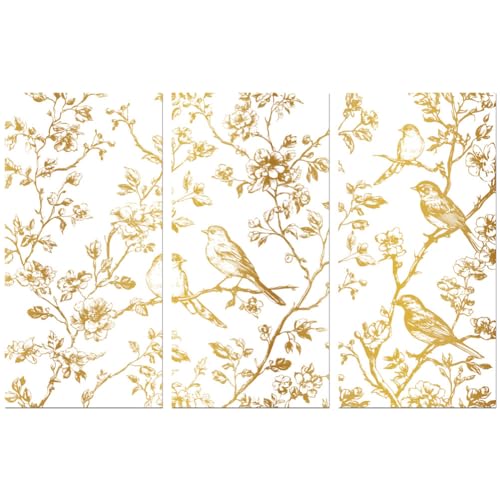 Peacoblue Gold Branches and Birds Rub On Transfers for Furniture 6"x12" - style: Gradient Gold Branches and Birds