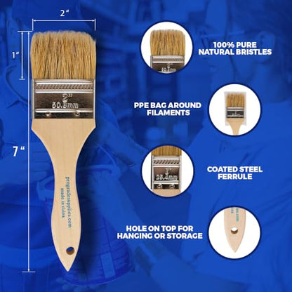 Pro Grade 2" Chip Brushes, Disposable Paint Brushes, for Paint, 24 Pack