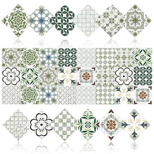 24Pcs Mexican Style PVC Peel and Stick Tile Stickers - color: Style a, size: 4x4 Inch