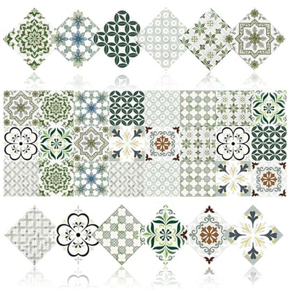 24Pcs Mexican Style PVC Peel and Stick Tile Stickers - color: Style a, size: 4x4 Inch
