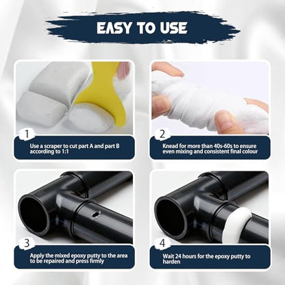 Epoxy Putty - 200g Fast Repair White AB Epoxy Clay, High Strength 2 Part Filler Fix Leaks, Cracks, Filling, Multi-Purpose Sculpt Clay for Metal, Ceramics, Plastic, Wood, Tile, Concrete - color: 200g White