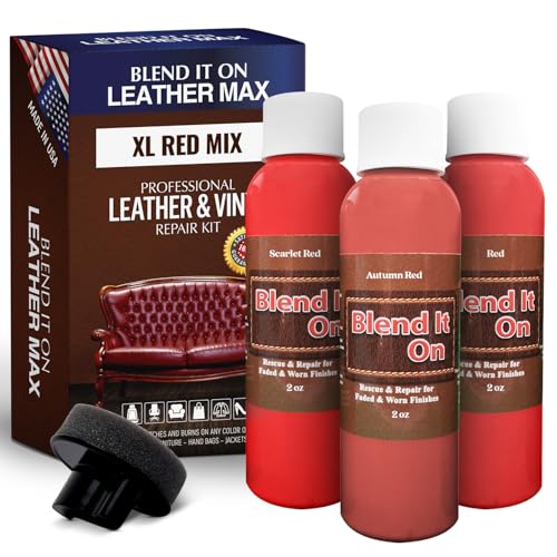 Blend It On Extra Large Leather Repair Kit, 6 Full Ounces for Furniture, Jacket, Sofa, Car Seat, Boots, Easy Instructions to Match Colors, Restore Any Material No Mixing Chart Needed (Red Mix) - color: Red Mix