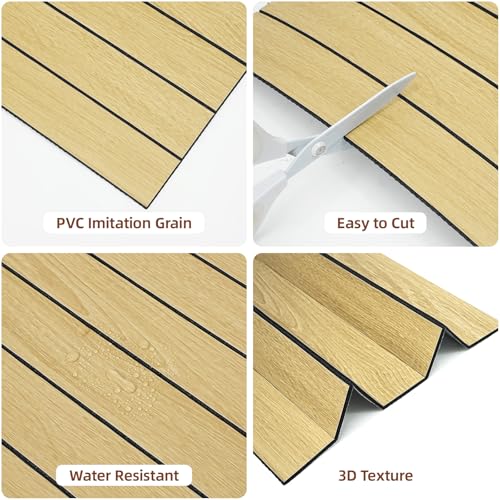 WADILE Peel and Stick Wood Slat Wall Panels 12x12in PVC 30 Pack - color: Light Oak, size: 12"x12" 30PC