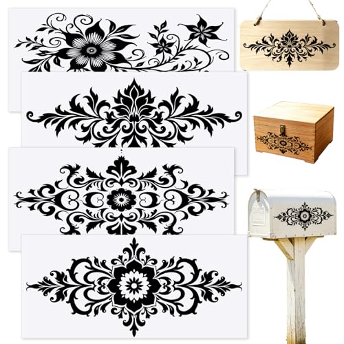 4 PCS Classic Floral Borde Rub on Transfer Stickers for Furniture