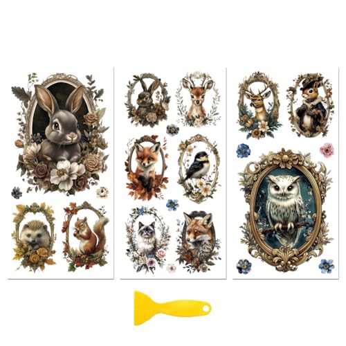 Peacoblue Forest Animals Photo Frames Rub On Transfers for Furniture 6"x12" - style: Forest Animals Photo Frames