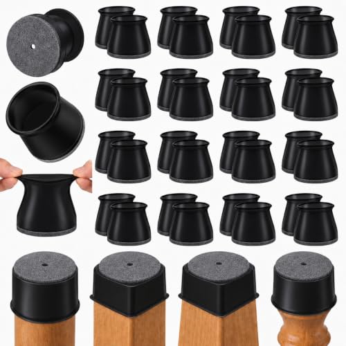 32 Pack Chair Leg Floor Protectors for Hardwood Floors, Silicone Chair Leg Caps with Integrated Felt Pads, Furniture Leg Floor Protectors for Round, Square & Angled Legs, Fits 1.3"-1.97" - color: Black G