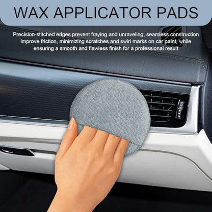 10PCS Wax Applicator Pads, Microfiber Polished and Waxed Sponge with Finger Pocket, Round Foam Car Wax Applicator Pad, Universal Detailing Sponge Block for Car Cleaning and Polishing (Grey) - color: Gray
