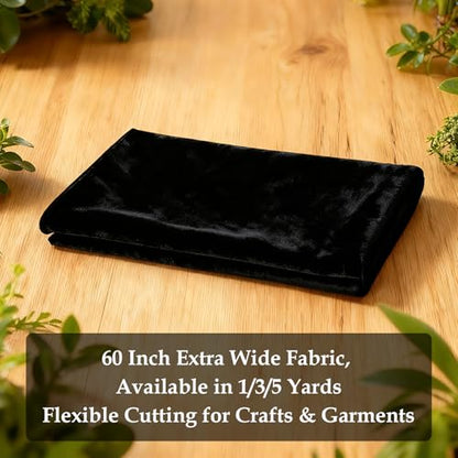 Black 2‑Way Stretch Velvet Fabric 1 Yard 60 Inch Wide - color: Black, size: 1 Yard