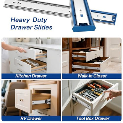 5 Pairs Soft Close Drawer Slides 18 Inch Heavy Duty Cabinet Runners - size: 18 Inch