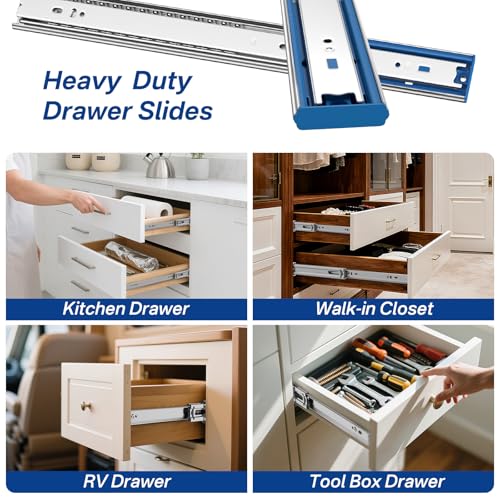 5 Pairs Soft Close Drawer Slides 14 Inch Heavy Duty Cabinet Runners - size: 14 Inch