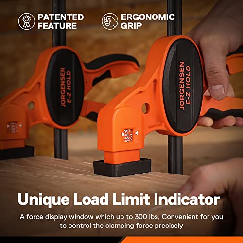 JORGENSEN E-Z Hold 2-Pack 12" 300LBS Load Indicator Woodworking Bar Clamps