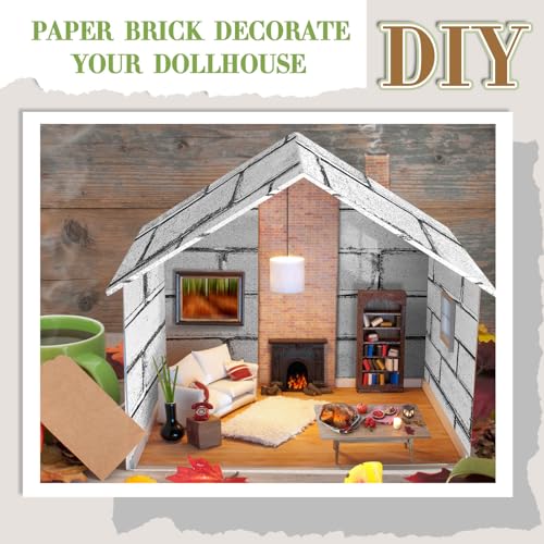 Flutesan 12 Pcs Miniature Dollhouse Wallpaper, Retro White - style: Retro White