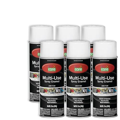 Spray Paint, 12 oz, 6-Pack (Flat White) – All-Purpose, Indoor & Outdoor, Rust Resistant, for Wood, Metal, Plastic & Masonry - color: Flat White