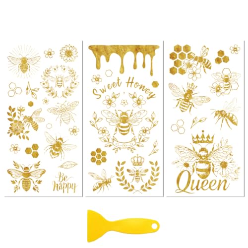 Peacoblue Golden Bee Series Rub On Transfers for Furniture Craft 6"x12" - style: Golden Bee Series