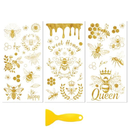 Peacoblue Golden Bee Series Rub On Transfers for Furniture Craft 6"x12" - style: Golden Bee Series