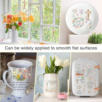 12 Pcs Bible Verse Floral Rub-On Transfers for Furniture & Crafts - style: Bible Verse Floral