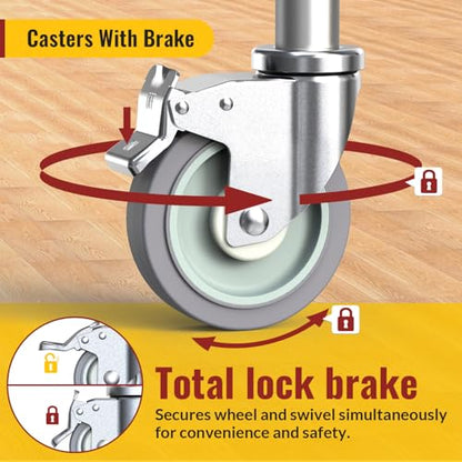 HOLKIE Caster Wheels Locking 5 Inch Expanding Stem Casters, Threaded Swivel Casters Set of 4 Heavy Duty Castors, Fit 1", 1-1/4", 1-2/5",1-1/2", 1-5/8" ID Stainless Steel Table, Cart, Furniture Legs - style: 5 Inch