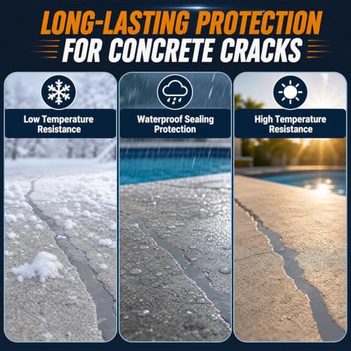 KMOSENIA Concrete Crack Filler, 4 Pack, 5.02 LB Self-Leveling Sealant, Gray