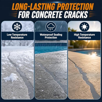 KMOSENIA Concrete Crack Filler, 4 Pack, 5.02 LB Self-Leveling Sealant, Gray