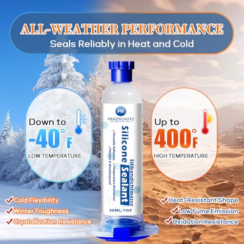 RTV Silicone Adhesive Sealant - High Temperature & Waterproof Caulking for Home, Auto, & Crafts - Creates Flexible, Long-Lasting Seal on Kitchen, Bathroom, Shower, Window (Clear, 30ml/1oz) - color: Clear