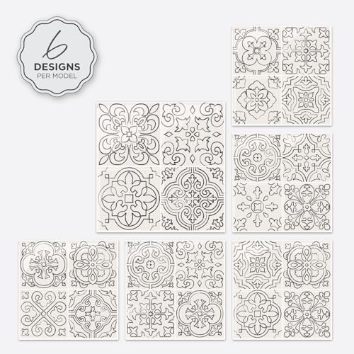 Smart Tiles Peel and Stick backsplash, Square White & Gray, 9"x9" - color: White & Gray