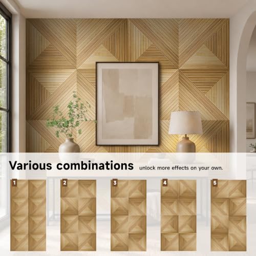 Acoustic Wall Panels, 6-Pack 23.62x23.62 in, Decorative Sound Absorbing Panels, Self-Adhesive for Wall/Ceiling, Noise Reduction Wall Art for Home Studio Office, Natural Oak - size: 6 Pack-23.6"*23.6"