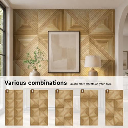 Acoustic Wall Panels, 6-Pack 23.62x23.62 in, Decorative Sound Absorbing Panels, Self-Adhesive for Wall/Ceiling, Noise Reduction Wall Art for Home Studio Office, Natural Oak - size: 6 Pack-23.6"*23.6"