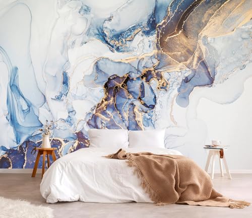 YQWDMX - Gray and Gold Marble Peel and Stick Wallpaper Abstract Mural for Bedroom ZY05 M - color: Z5, size: 135" x 90"