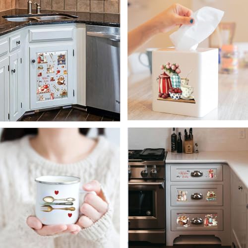 OLYCRAFT 3pcs/Set Kitchen Rub on Transfers for Furniture and Crafts 6x12 inch Tableware Cutlery Furniture Decals My Kitchen My Rules Transfer Stickers Rub on Decals for Wood Furniture Home Decor - style: Kitchen