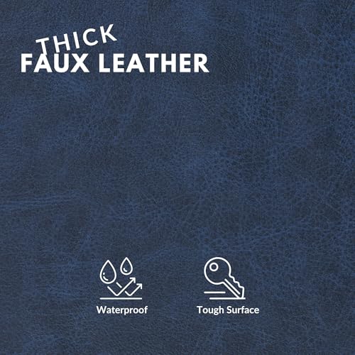 Faux Leather Fabric, Thick Durable Synthetic Repholstery Leather Vinyl, Soft Touch Distressed DIY and Craft Material - 5 Yard Roll (Aged Blue) - color: Aged Blue, size: 5 Yard Roll