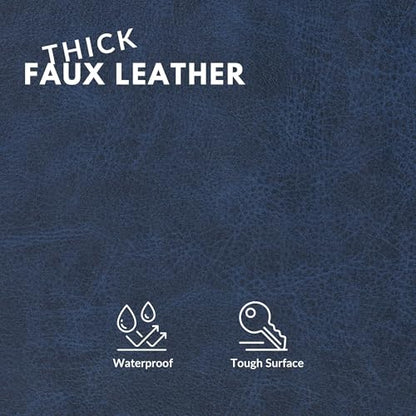 Faux Leather Fabric, Thick Durable Synthetic Repholstery Leather Vinyl, Soft Touch Distressed DIY and Craft Material - 5 Yard Roll (Aged Blue) - color: Aged Blue, size: 5 Yard Roll
