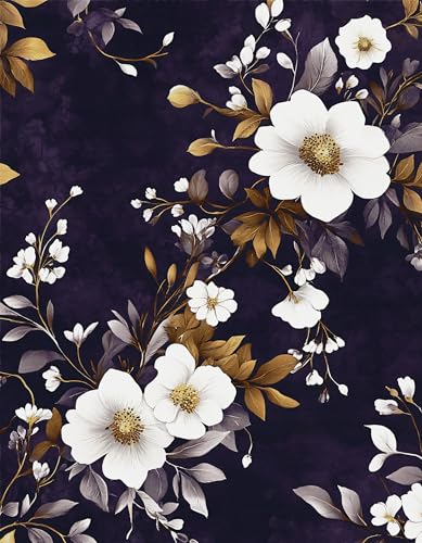 Laatse Dark Floral Peel and Stick Wallpaper 17.5" x 118",Purple/White - color: Purple White, size: 118" x 17.5"
