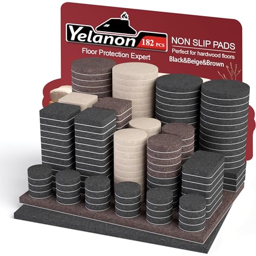 Felt Furniture Pads for Hardwood Floors -Yelanon Felt Pads for Chair Legs - color: Black & Beige & Brown