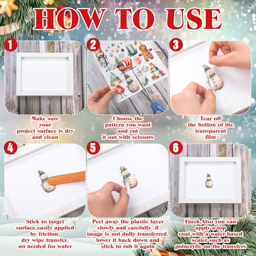 BBTO 12 Sheets Christmas Rub on Transfers for Crafts - style: Cute