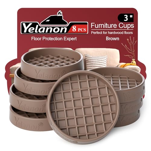 Non Slip Furniture Pads for Hardwood Floors -Yelanon 8Pcs 3” Coasters Cups - color: 8pcs3"round Brown Square