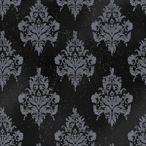 Black Damask Peel and Stick Wallpaper,Vintage Baroque Wallpaper - color: ML-M060, size: 17.7" x 118"