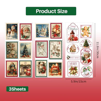 PLIGREAT 3 Sheets Christmas Holiday Stamp Design Rub on Transfer Stickers for Crafts Santa Reindeer Tree Waterproof UV Rub on Decals for Furniture Cabinet Dressers Ceramic Scrapbooking Transfer Paper - style: Christmas Stamps