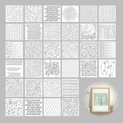32-Piece Reusable Geometric & Textured Stencils Set – Perfect for Crafts, Painting, Walls & Furniture | Durable, Easy-to-Use Stencils for DIY Projects
